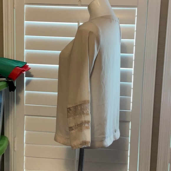 New York & Company Cream Blouse with Lace Accents - Picture 6 of 11